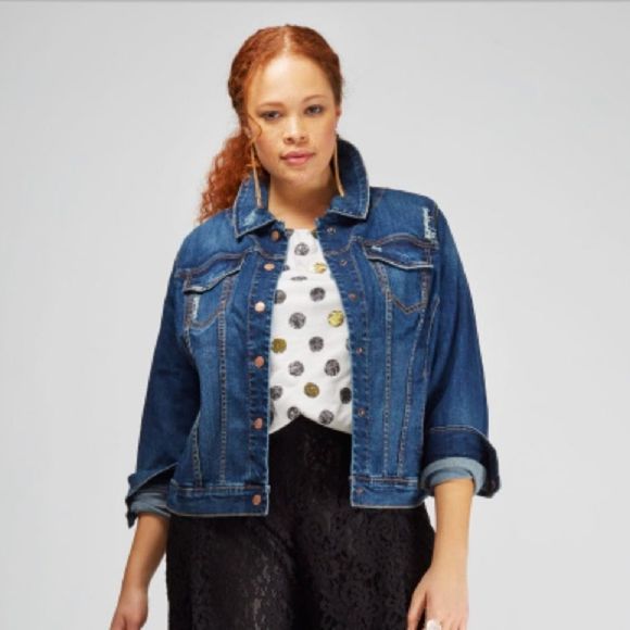 Lane Bryant distressed Fall denim jacket NWT size 20 - Picture 1 of 9